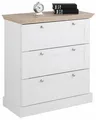 Schubkastenkommode OTTO HOME "Binz", weiß (weiß, eichefarben), B:75cm H:80cm T:35cm, Sideboards, Schubkastenkommode, mit schönen Metallgriffen, 3 Schubladen, Breite 75 cm