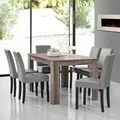 [en.casa] Esstisch antik Eiche mit 6 Stühlen hellgrau 140x90 Tisch Stühle modern