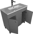 paplinskimoebel Waschbecken mit Unterschrank IGA Waschtischunterschrank, Stehend, Eckig, Keramik, Badmöbel Set Waschplatz (Graphit, 80 cm)