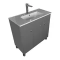 paplinskimoebel Waschbecken mit Unterschrank 80 cm Breit | Badezimmerschrank IGA Sink | Badmöbel Set für Badezimmer & Gäste-WC | Waschtisch mit Unterschrank Stehend | Waschbeckenunterschrank Grau