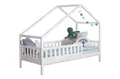 Ticaa Hausbett Lou mit Rausfallschutz aus Kiefer massiv, - Hausbett mit abnehmbaren Dachaufbau  - Inkl. Rollrost