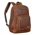 STILORD Hubertus Lederrucksack Damen und Herren Vintage Laptop-Rucksack 15,6 Zoll Schulrucksack Leder Daypacks Lehrertasche Retro Farbe:Cognac - braun