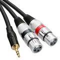 Tisino Dual XLR Buchse auf 3,5 mm Stereo-Mikrofonkabel, unsymmetrische Doppel XLR auf 3,5 mm Aux Mini Jack Y-Splitter Breakout-Kabel - 3 m