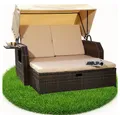 Mucola Strandkorb Strandkorb Sonnenliege Sonnenbett mit Dach aus Polyrattan Relaxliege, BxTxH: 145,00x143,00x130,00 cm, (Stück), Sonnenschutzdach, Braun