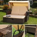 Liegebett Polyrattan Braun Sonneninsel Gartenliege Rattanbett Sonnenliege Sofa ⛅