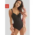 Body NUANCE, Damen, Gr. 95, Cup E, schwarz, Jersey, Obermaterial: 83% Baumwolle, 11% Polyamid, 6% Elasthan, feminin, figurbetont, V-Ausschnitt, ohne Ärmel, Bodies, mit feinen Borten und Spitzeneinsatz
