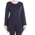 Vishes Damen Zipfeltunika mit asymmetrischem Schnitt in Schwarz I Größe 3XL (46) I Handgefertigt aus 100% Baumwolle I Ideal für den Herbst I Nachhaltige Alternative Bekleidung