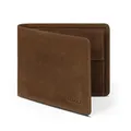 REDOLZ Herren Leder-Geldbörse Querformat mit Klappe | Geldbeutel Brieftasche Portmonee Portemonnaie mit Klappe | RFID-Schutz & 8 Kartenfächer Querformat | Maße 12 x 2,5 x 9,5 cm (braun)
