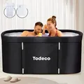 Faltbare Badewanne Für Erwachsene - Tragbar Mit Metallrahmen 140x57x57cm, Große Familie Spa, Mobile Spa-badewanne Für Dusche, Heißes Bad, Eisbad - Schwarz