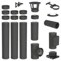 4,3 m Edelstahlschornstein Ø 130 mm Komplettset doppelwandig DW-Black Wandmontage