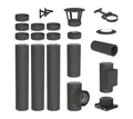 Jeremias Schornstein 4, 3 m EdelstahlSchornstein Ø130mm Komplettset DW DW-Black Wandmontage, Ø 130 mm
