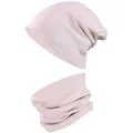 TupTam Beanie Kinder Beanie Mütze Schlauchschal Set aus Jersey und Rippstoff rosa 44-52