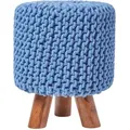 Gestrickter Fußhocker, 42 Cm Hoch, Blau - Homescapes