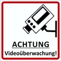 Türsschild Achtung Videoüberwachung 12 cm x 4,5 cm Hard-PVC