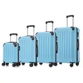 Suitcase Set, Rollkoffer Handgepäck, Kofferset, mit 4 Rollen 360°, Hartschalenreise Zahlenschloss, Weicher Gummigriff (4er Set, S,M,L&XL,Hellblau)