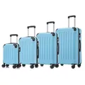 YONSLY Koffer Suitcase Set, Trolley Reisekoffer, Rollkoffer Handgepäck, Kofferset, Gepäckset mit 4 Rollen 360°, Hartschalenreisekoffer, Zahlenschloss, Weicher Gummigriff (4er Set, S,M,L&XL, Hellblau)