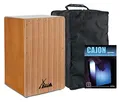 XDrum Cajon El Bajo Bass Port Walnut/Zebra Set (hochwertige Cajon mit Bass POrt, Edelholz-Furnier-Schlagflächen & fest installiertem Snare Teppich inkl. Gigbag & Cajonschule für Einsteiger)