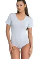 Evoni Damen Body kurzarm l Stringbody aus Baumwolle mit Rundhals l Kurzarmbody für Frauen l Tanga Bodysuit l String Body S hellblau