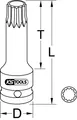 KS TOOLS 1/2" Kraft-Bit-Stecknuss Vielzahn, lang, M14 (911.0952)
