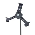 K&M 19790 Tablet-PC-Stativhalter Schwarz, Kunststoff - Drehbare Tablet-Halterung für Mikrofon-Stative mit 3/8“ Gewinde