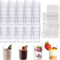Set di 50 Bicchierini in Plastica, 75 ml, Bicchieri Riutilizzabili per Dessert,