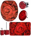Sanilo Badaccessoire-Set Rosen, Komplett-Set, 6 tlg., bestehend aus WC-Sitz, Badteppich, Stöpsel, Seifenspender, WC-Bürste