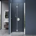 doporro Duschtür Nischentür dusche Duschabtrennung Duschkabine 120x190cm Falttür für Nische ESG-Sicherheitsglas Klarglas inkl. beidseitiger Eas... - Transparent
