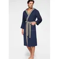 KangaROOS Unisex-Bademantel Henry, ideal für Sauna & Spa, Hotelbademantel, Morgenmantel, Langform, Walkfrottee, Kapuze, Gürtel, Bademäntel für Damen & Herren, Logostickerei, S-3XL blau L | 125 cm