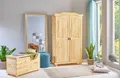 Inter Link Kleiderschrank Genf aus Massivholz, 5 Fächer, Kleiderstange, natur lackiert, Landhausstil