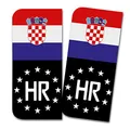 2 x Kennzeichen Sticker passgenau für EU Feld 11x5cm Design Aufkleber für Nummernschild Folie KFZ Schwarz oder mit Fahne waschstraßenfest R167 (11 Kroatien, Mit Flagge)