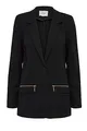 PULZ JEANS PZKIRA Blazer Damen Blazer Longblazer Jacke mit Reverskragen und Knopf mit Reißverschluss mit Stretch, Größe:M, Farbe:Black Beauty (193911)