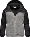 Ragwear warme Damen Übergangsjacke Hybrid-Plüschjacke kurz mit gesteppten Ärmeln und Kapuze Leeloo Bone Blocked Gr. S