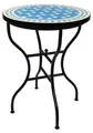 ORIGINAL Marokkanischer Mosaiktisch Bistrotisch ø 60cm Groß rund klappbar | Runder Kleiner Mosaik Gartentisch Mediterran | als Klapptisch für Balkon oder Garten | Estrella Türkis Weiß 60cm