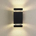 LUMILED Außenwandleuchte Wandlampe Wand GU10 Fassung Außenbeleuchtung Wandleuchter Gartenleuchte Terrasse Haus Fassade IP44 schwarz rechteckig - Schwarz