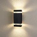 Lumiled Außenwandleuchte Wandlampe aussen Außenleuchte Wand GU10 Fassung Außenbeleuchtung Wandleuchter Gartenleuchte Terrasse Haus Fassade IP44 schwarz rechteckig Polycarbonat oben und unten