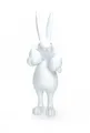 Osterhase mit Federboa Osterei Hase Figur weiß Dekofigur Ostern H 24 cm
