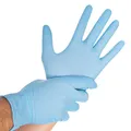 Franz Mensch Hygostar Nitrilhandschuhe Safe Light | puderfrei, blau, 9/L, 24cm, 100 Stück, Einweghandschuhe, Einmalhandschuhe, in Gr. XS, S, M, L, XL & XXL verfügbar