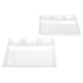 2x Fondueteller Porzellan weiß 23x18 cm mit 4 Fächern Raclette Fondue Dip 2Pers
