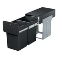 Hailo EcoLine Design Duo L Einbau-Mülltrennungs-System 2x14 Liter - Duo-Mülleimer mit Vollauszug - Stahlblech - schwarz - ab 30 cm Schrankbreite