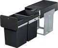 Hailo Einbau-Mülltrennsystem EcoLine Design L | Abfalleimer Küche | 2x14l | Vollauszug | Schwarz | Recycling Kunststoff