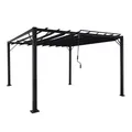 Mendler Pergola HWC-L40, Garten Lamellen-Pavillon Terrassenüberdachung, 8cm-Alu-Gestell Stoff/Textil, 3x3m a 98767+98768