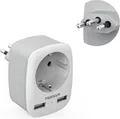 TESSAN Reiseadapter Brasilien 2 USB, 3 in 1 Brasilien Stecker Adapter, Steckdose