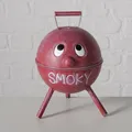 ReWu Sturmaschenbecher Junior Rot Aschenbecher Kugelgrill Gesicht Schriftzug Smoky Metall Dekorativ Wohndekoration Dekoration Kippensammler Geschenkidee 13,5 x 20 cm