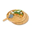 Kesper | 2 Pizzateller mit 1 Pizzaschneider, Material: FSC®-zertifizierter Bambus, Edelstahl, Maße: ø 32 cm/Stärke: 1 cm, Farbe: Braun |58465