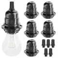 greate 6x E27 Fassung schwarz - Lampenfassung E27 mit Schirmträgerring & Gewinde - Glühbirnen Fassung 250V 60W aus Kunststoff - Lampenfassung für Lampenschirm - Light bulb socket
