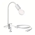 ledscom.de Klemmleuchte LELE mit Schwanenhals, weiß, inkl. E27 Lampe, Energieeffizienzklasse A, gefrostet (warmweiß, 4W, 935lm)