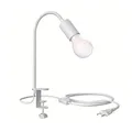 ledscom.de Klemmleuchte LELE mit Schwanenhals, weiß, inkl. E27 Lampe, Energieeffizienzklasse A, gefrostet (warmweiß, 4W, 935lm)