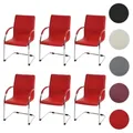 6er-Set Esszimmerstuhl Samara, Freischwinger Küchenstuhl Lehnstuhl Stuhl, Stahl ~ rot