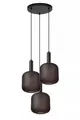 Pendelleuchte Glas Metall Rauchgrau Küche B:40 cm 3-flammig E27 Hängelampe