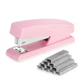 Deli Heftgerät, Schreibtischhefter mit 640 Heftklammern, Bürohefter, 25 Blatt Kapazität, Rosa